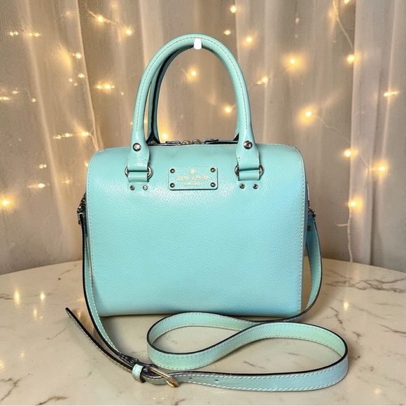 kate spade Handbags - Kate Spade Alessa Wellesley Robin’s Egg Blue Leather Satchel Crossbody 🩵 EUC